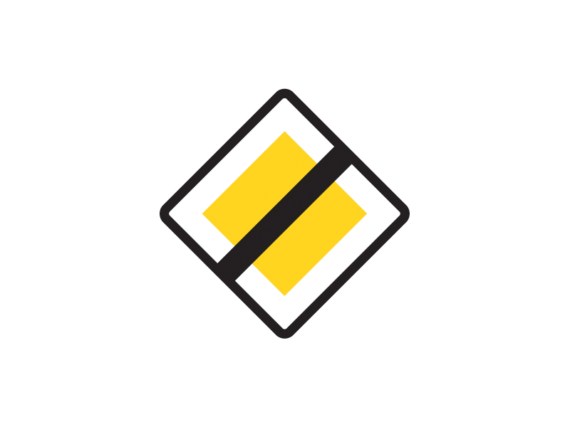 Færdselstavle B17 betyder "Hovedvej ophører". Tavlen informerer bilister om, at en hovedvej nu slutter, og at man skal være særligt opmærksom på, at der kan komme krydsende trafik, som man skal give vigepligt for.