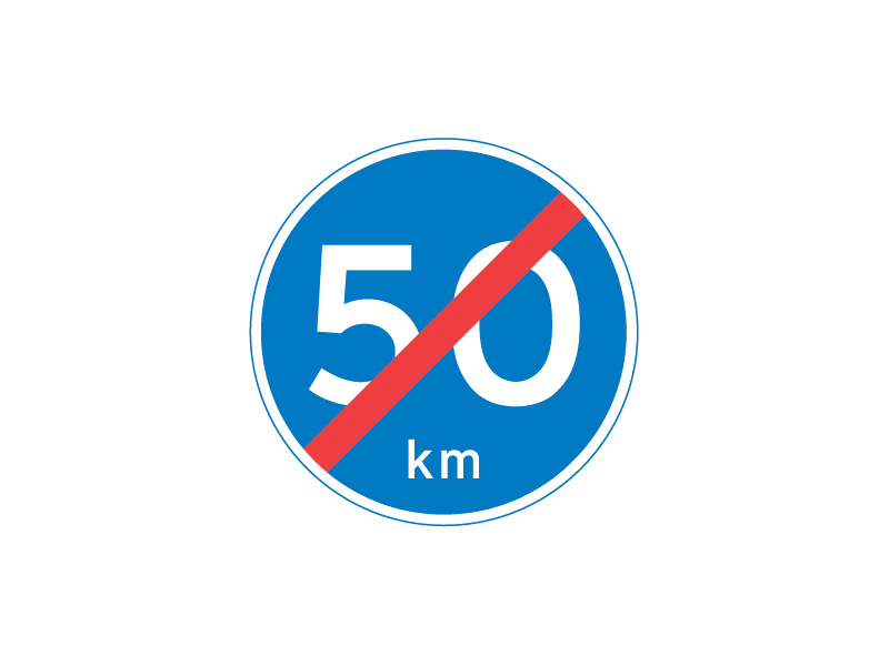 Færdselstavle D56 betyder "Ophør af mindste hastighed". Tavlen markerer slutningen på et område, hvor der var en påbudt minimumshastighed (markeret med den lignende tavle D55). Det betyder, at du efter at have passeret D56, ikke længere er forpligtet til at overholde den angivne minimumshastighed.