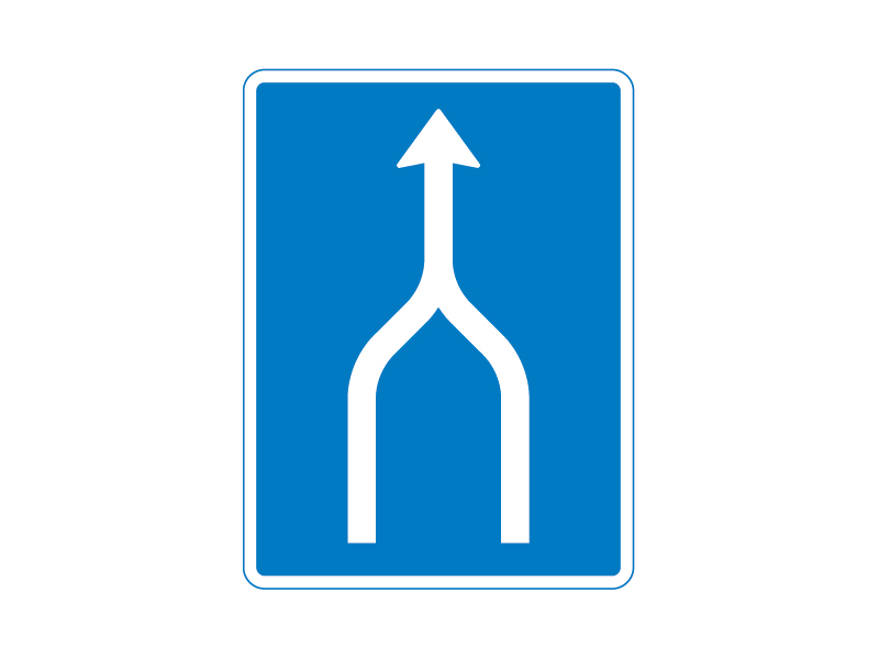 Færdselstavle E16.1.1 er en oplysningstavle der betyder Vognbaneforløb med sammenfletning. Antallet af vognbaner, der er forbeholdt færdslen i samme retning, formindskes, typisk fra to til én vognbane.