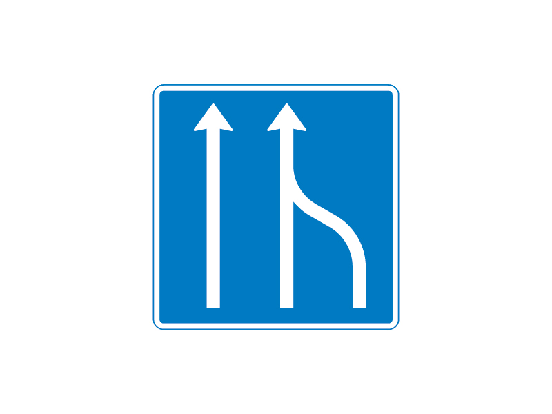 Færdselstavle E16.1.5 viser specifikt et vognbaneforløb, hvor antallet af vognbaner i samme retning formindskes fra to til én, og den indikerer, at sammenfletningen sker fra højre.