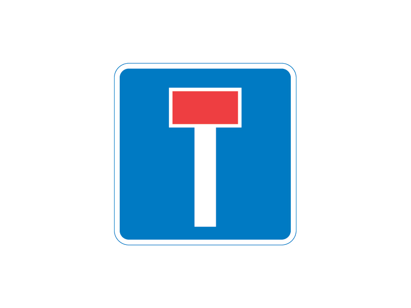 Færdselstavle E18 er en oplysningstavle og har betydningen "Blind vej".