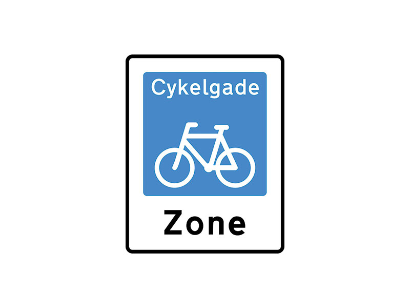 Færdselstavlen E47 er en oplysningstavle og har betydningen: "Cykelgade" Kørebanen er primært reserveret til cykler og små knallerter.