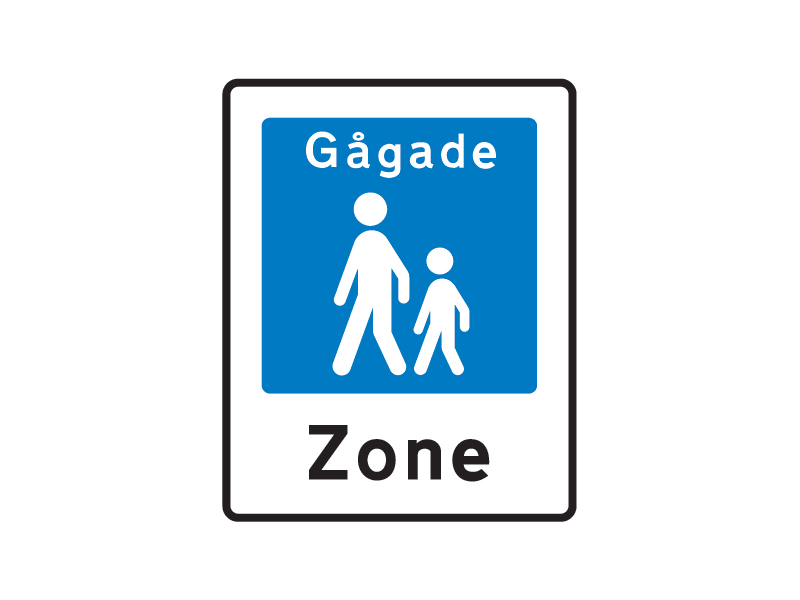 Færdselstavle E49 er en oplysningstavle og har betydningen "Gågade". Tavlen markerer indkørslen til en gågadezone, hvor der gælder særlige færdselsregler, der prioriterer fodgængere. Området er reserveret til gående. Kørsel er generelt kun tilladt, hvis det er angivet på en undertavle (f.eks. "Varekørsel tilladt kl. 07-11" eller "Kørsel tilladt").