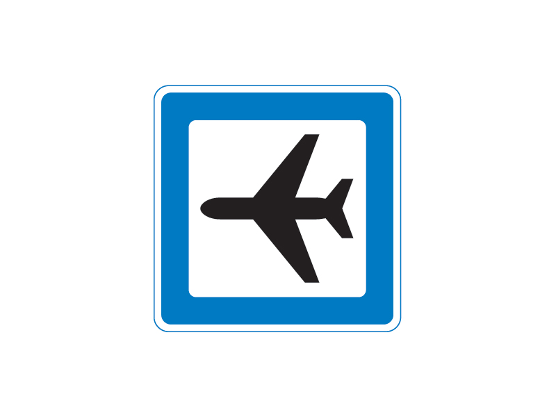 Servicetavle M 12 markerer en lufthavn og benyttes til at vise vej til den nærmeste flyveplads eller lufthavn med fast rutefart. Skiltet er blåt med et hvidt symbol af et fly set ovenfra, der peger i kørselsretningen. Tavlen er placeret strategisk i trafikken for at guide rejsende mod terminalområderne og findes ofte integreret i større vejvisningstavler på motorveje og indfaldsveje.